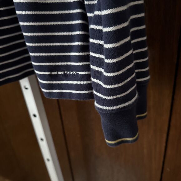 L.L. Bean Polo Long Sleeve Shirt Mens XXL Blue Striped 1/4 Zip Pullover - Picture 4 of 5